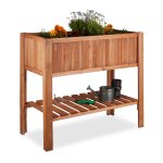 Relaxdays potager sur pied en bois de sapin 4 pieds surface infrieur rangement jardiniere