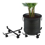 Relaxdays support roulant plantes plateau extensible pour fleurs support vases jeu de 2