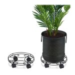 Relaxdays support roulant pour plantes plateau pour fleurs vases rond support jeu de 2