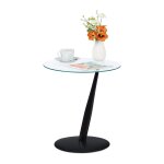 Relaxdays - table d'appoint, table de canap� moderne et ronde, h x d : 49 x 45 cm, en verre et en acier, ...