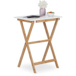 Relaxdays - table pliante, bambou, hxlxp : 63 x 47, 5 x 37 cm, peu encombrante, solide, gu�ridon de balcon, ...