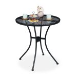 Relaxdays table ronde de jardin table de balcon trou pour parasol 70 cm table d?appoint