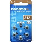 Renata lot de 3 blisters de 6 pile auditive za312 zinc air 0% mercury 1, 45v