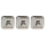 Renata lot de 3 piles bouton silver oxyde 357 / sr44w 0% mercure