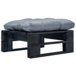 Repose - pied palette de jardin et coussin gris bois noir vidaxl vidaxl