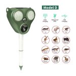 Rpulsif ultrasonique pour chat et chien, dissuasion solaire rechargeable pour animaux avec capteur de ...