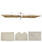 Revtement de parasol t44 8 baleines 3x3m polyester pour double parasol t44 crme avec flap