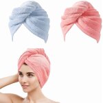 Rfvvv - 2 pcs séchage serviettes, super absorbant en microfibre serviette pour cheveux turban avec bouton ... Rfvvv - 2 pcs séchage serviettes, super absorbant en microfibre serviette pour cheveux turban avec bouton ...