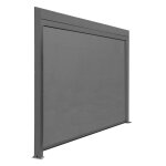 Rideau bioclim 3m pour pergola adosse - aluminium epoxy gris - tpep gris