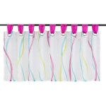 Rideau de fen�tre en voile transparent avec boucles et motif vagues, tissu (rose, hauteur / largeur : ...