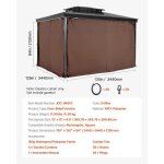 Rideau d'intimit pour tonnelle impermable extrieur - vevor - rideaux pour pergola - 344x344x213 cm ...
