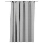 Rideau occultant d'aspect de lin avec crochets gris 290x245 cm Rideau occultant d'aspect de lin avec crochets gris 290x245 cm