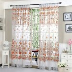 Rideau en voile transparent a fleurs pivoines, panneaux de drapage, diviseur de porte, rideau de style ...