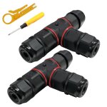Riiosyu 2 pices connecteur etanche forme de t, 3 voies connecteur de cble extrieur impermable ip68 ...