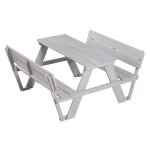 Roba table pique - nique enfants outdoor + avec dossiers - bois massif - table d'extérieur - gris Roba table pique - nique enfants outdoor + avec dossiers - bois massif - table d'extérieur - gris