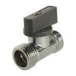 Robinet d'arrêt chromé droit 1 / 4 tour - double mâle 15 / 21 - en laiton chromé Robinet d'arrêt chromé droit 1 / 4 tour - double mâle 15 / 21 - en laiton chromé