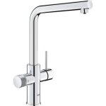 Robinet filtrant de cuisine - chrom� - filtration de l'eau - bec haut en l - rotation 150 - grohe blue ...
