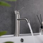 Robinet mitigeur de lavabo thermostatique piccola acier bross