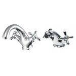 Robinetterie pour lavabo et bidet avec poignee en croix narciso