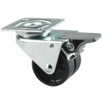 Roulette jumel�e, bandage polyamide, sur platine, pivotante � blocage tente