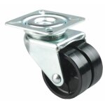 Roulette jumel�e, bandage polyamide, sur platine, pivotante tente