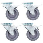 Roulettes pivotantes avec double frein 4 pcs 75 mm
