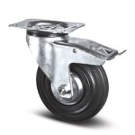 Roulette pivotante � frein sur platine - charge 70kg roue caoutchouc - diam�tre 80 mm tente