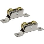 Roulettes pour portes coulissantes, deux roulettes en fer, support de rouleau de portail a rainure fixe, ...