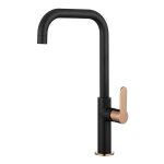 Rousseau robinet mitigeur de cuisine kanban - sans douchette - noir et or rose