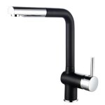 Rousseau robinet mitigeur de cuisine matsouko - avec douchette - gris chrom et noir