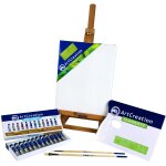 Royal talens kit combi art creation 12 x12 ml peinture  l'huile + chevalet + toile + palette