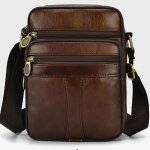 Sac a bandouli�re en cuir de vache v�ritable pour homme, sacoche d�contract�e a la mode avec fermeture ...
