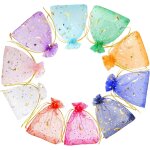 Sacs en organza, 100 pices, 10 x 15 cm, motif etoile et lune, cadeaux bijoux sachets pochettes cadeau ...