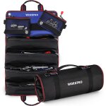 Sac a outils enroulable en toile workpro, rouleau a outils 57 * 36cm avec 2 poches detachables & 4 poches ...