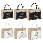 Sac de shopping en toile de jute pour femmes, fourre - tout de plage, portable, ecologique, décontracté, ... Sac de shopping en toile de jute pour femmes, fourre - tout de plage, portable, ecologique, décontracté, ...