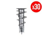 Sachet de 30 chevilles autoperceuses fischer 520181 mtal gkm - s - pour matriaux creux - 35 mm