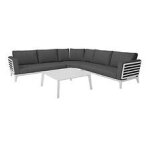 Salon d'angle de jardin moss ii alu avec coussins sunbrella - blanc (set complet) Salon d'angle de jardin moss ii alu avec coussins sunbrella - blanc (set complet)