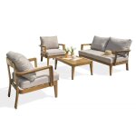 Salon bas de jardin portofino dcb garden aluminium effet bois marron 4 personnes Salon bas de jardin portofino dcb garden aluminium effet bois marron 4 personnes