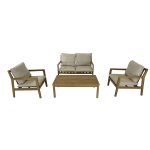 Salon bas - paya - acacia fsc 100% - 2 fauteuils + 1 canap� + 1 table basse