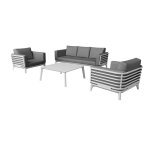Salon de détente moss ii alu avec coussins sunbrella - blanc (set complet) Salon de détente moss ii alu avec coussins sunbrella - blanc (set complet)