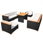 Salon de jardin 10 pcs avec coussins rsine tresse noir
