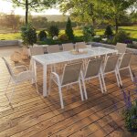 Salon de jardin 10 personnes blanc et beige