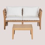 Ensemble de canap�s modulaires 2 pi�ces filips avec accoudoirs et table basse blanc gardenia