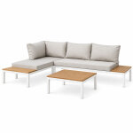 Salon de jardin 3 - 4 places avec table basse blanc et gris majuro
