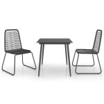 Salon de jardin 3 pcs rotin pvc noir