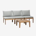 Ensemble de jardin filips avec canap� modulable 3 pi�ces et table basse gris clair