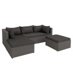 Salon de jardin avec 5 fauteuils de jardin modulables confortables style moderne 63 x 204 x 142 cm en ...