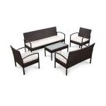 Salon de jardin 5 pcs avec coussins résine tressée marron Salon de jardin 5 pcs avec coussins résine tressée marron