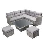 Salon de jardin 5 places gris viana