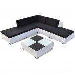 Salon de jardin 6 pcs avec coussins rsine tresse blanc